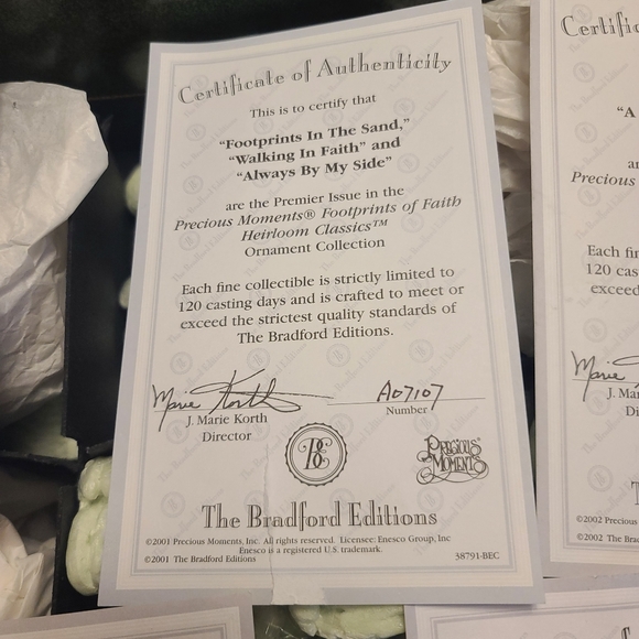 15 Bradford Editions Precious Moments Footprints of Faith Heriloom ornaments - Picture 8 of 9